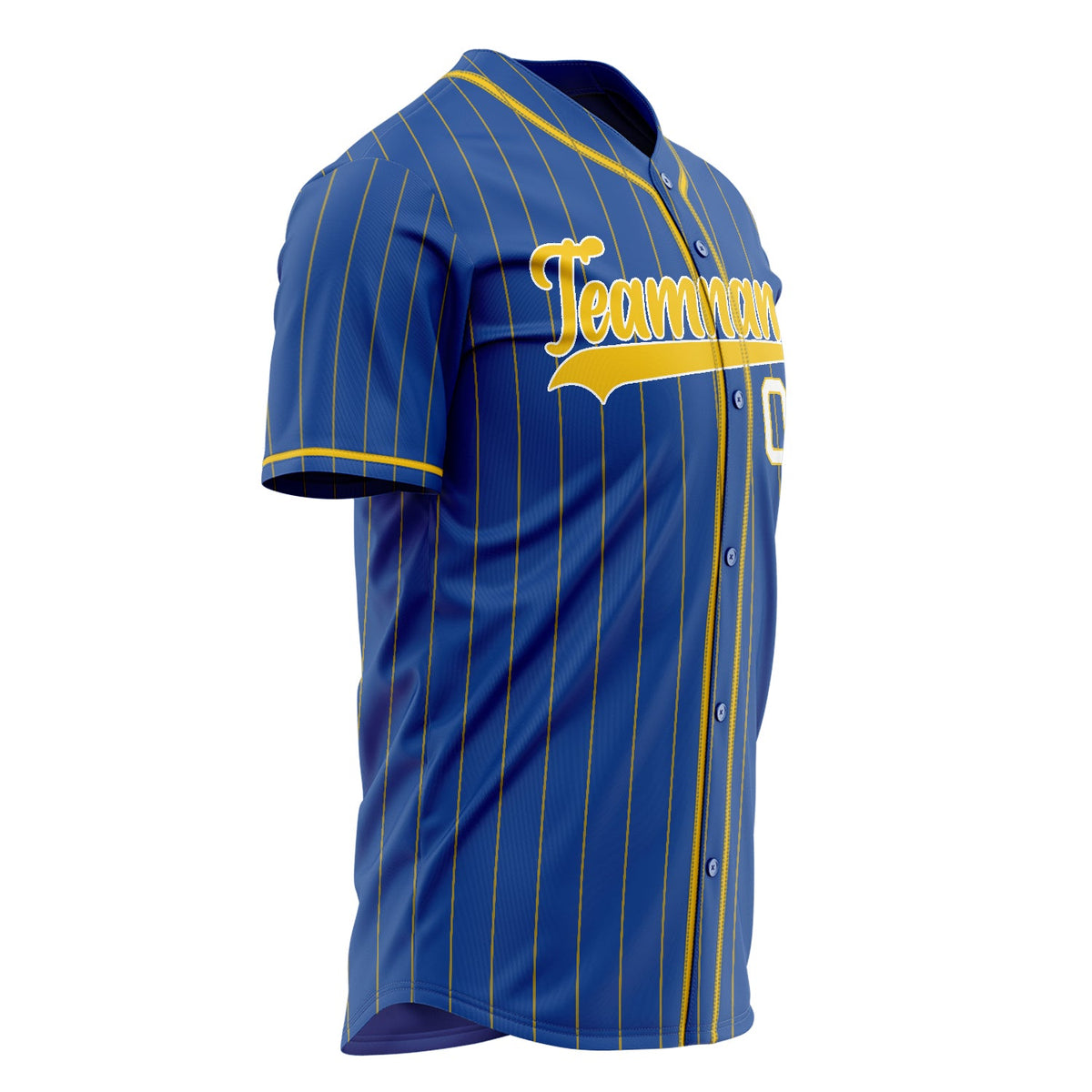 Custom Royal Baseball Jersey (With Gold Gold Pinstripe)