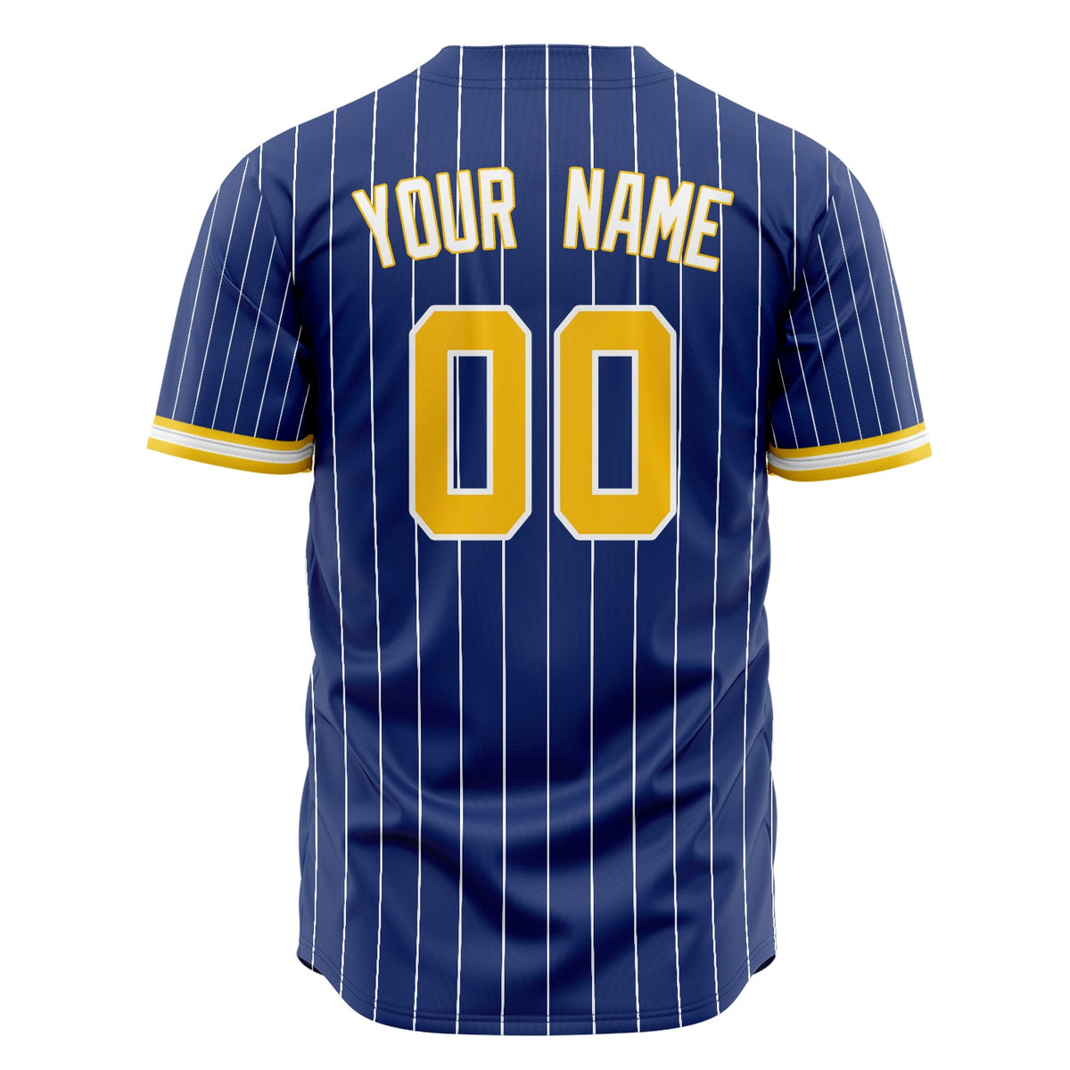 Custom Royal Baseball Jersey (With Gold White Pinstripe)