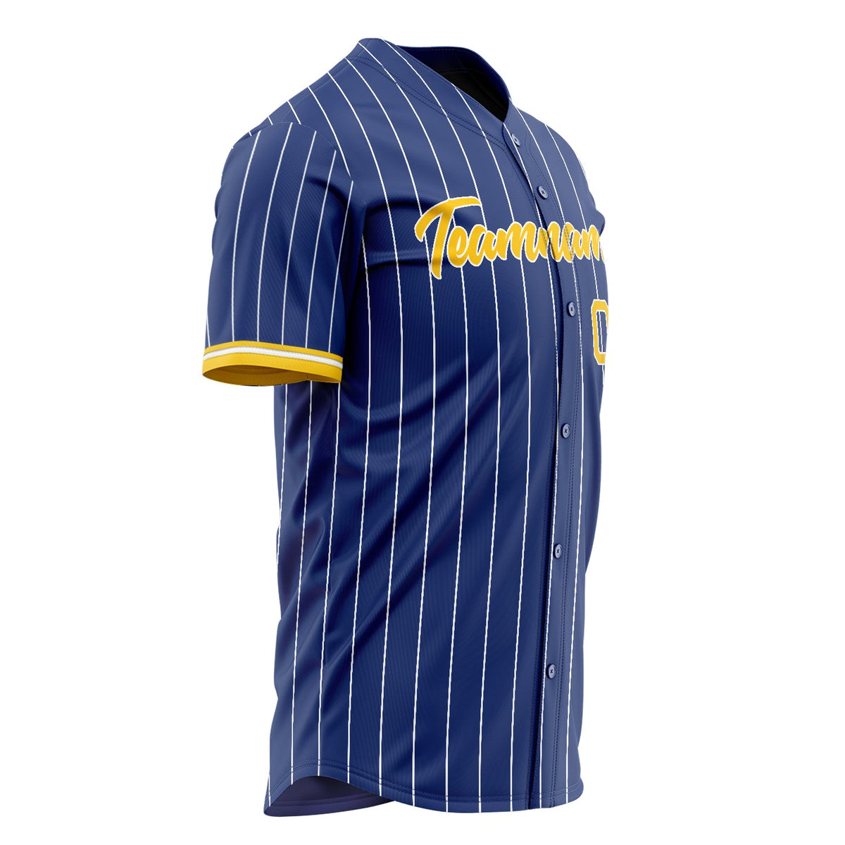 Custom Royal Baseball Jersey (With Gold White Pinstripe)