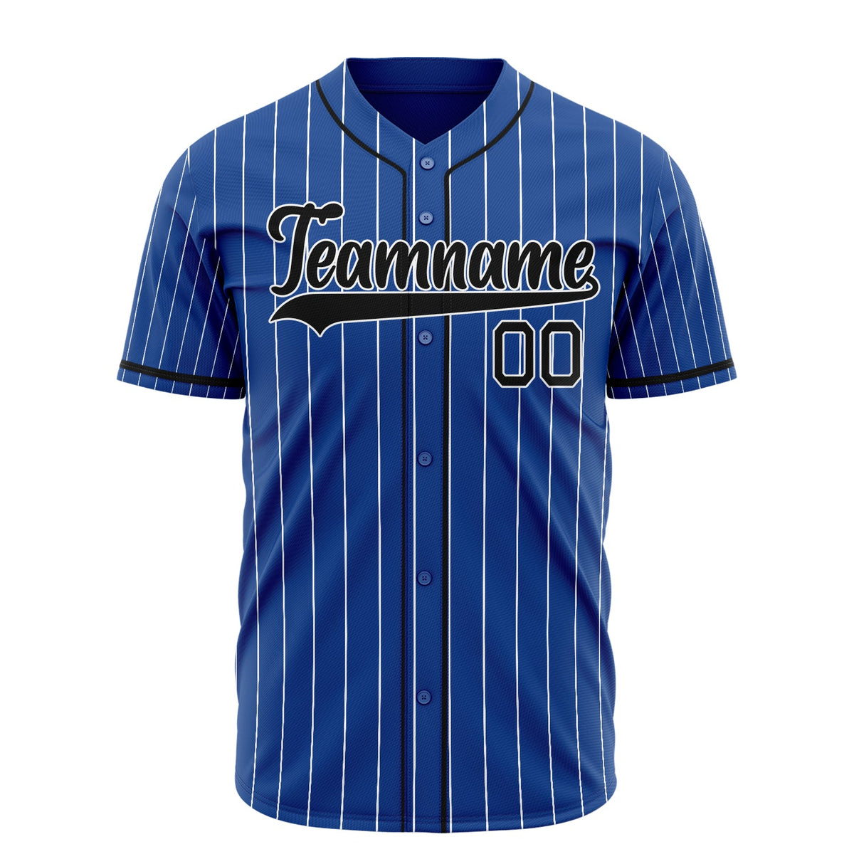 Custom Royal Baseball Jersey (With Black White Pinstripe)