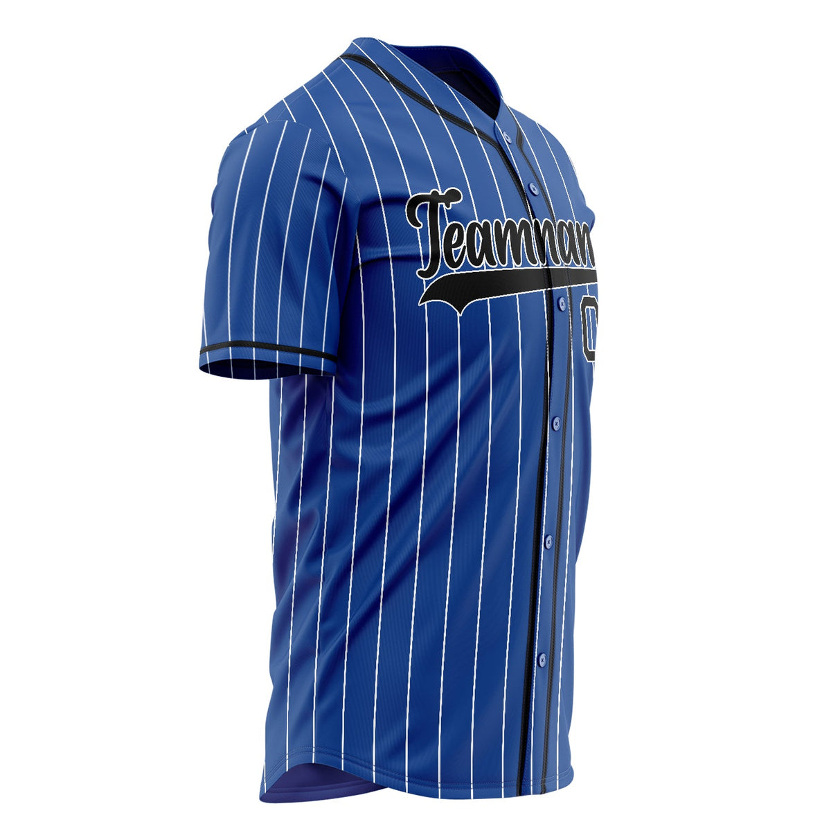 Custom Royal Baseball Jersey (With Black White Pinstripe)