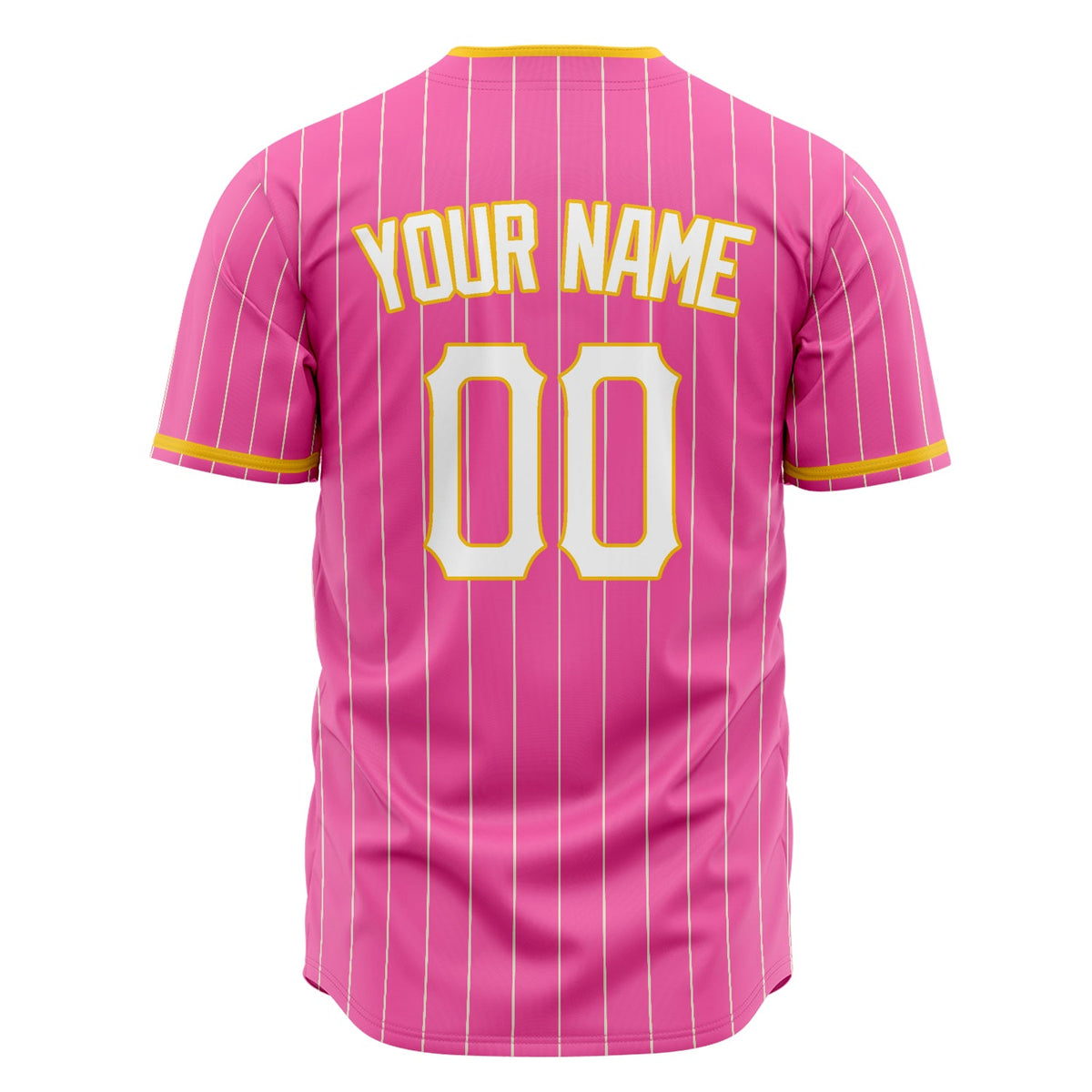 Custom Pink Baseball Jersey (With White Cream Pinstripe)