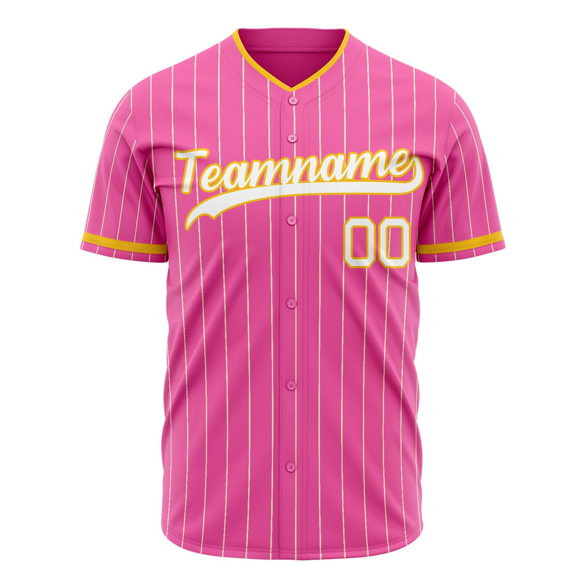 Custom Pink Baseball Jersey (With White Cream Pinstripe)