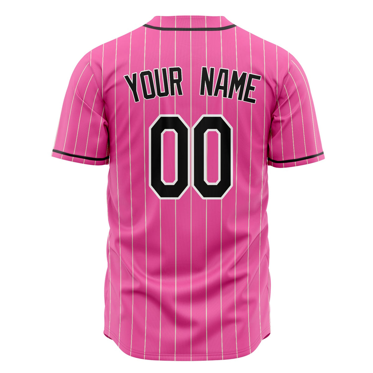 Custom Pink Baseball Jersey (With Black Cream Pinstripe)