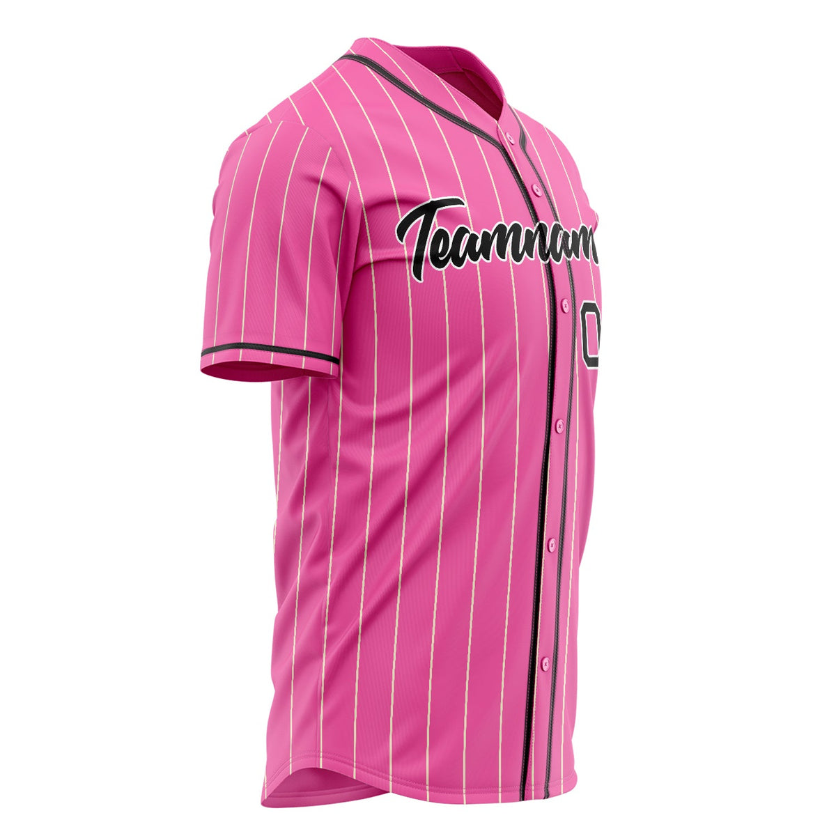 Custom Pink Baseball Jersey (With Black Cream Pinstripe)