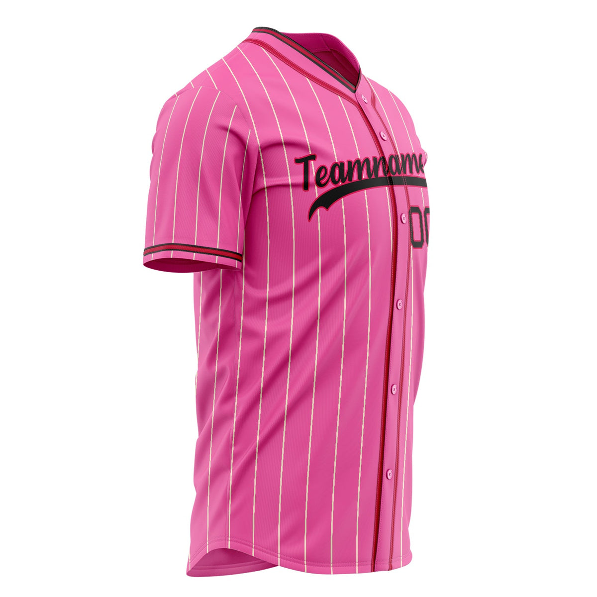 Custom Pink Baseball Jersey (With Red Cream Pinstripe)