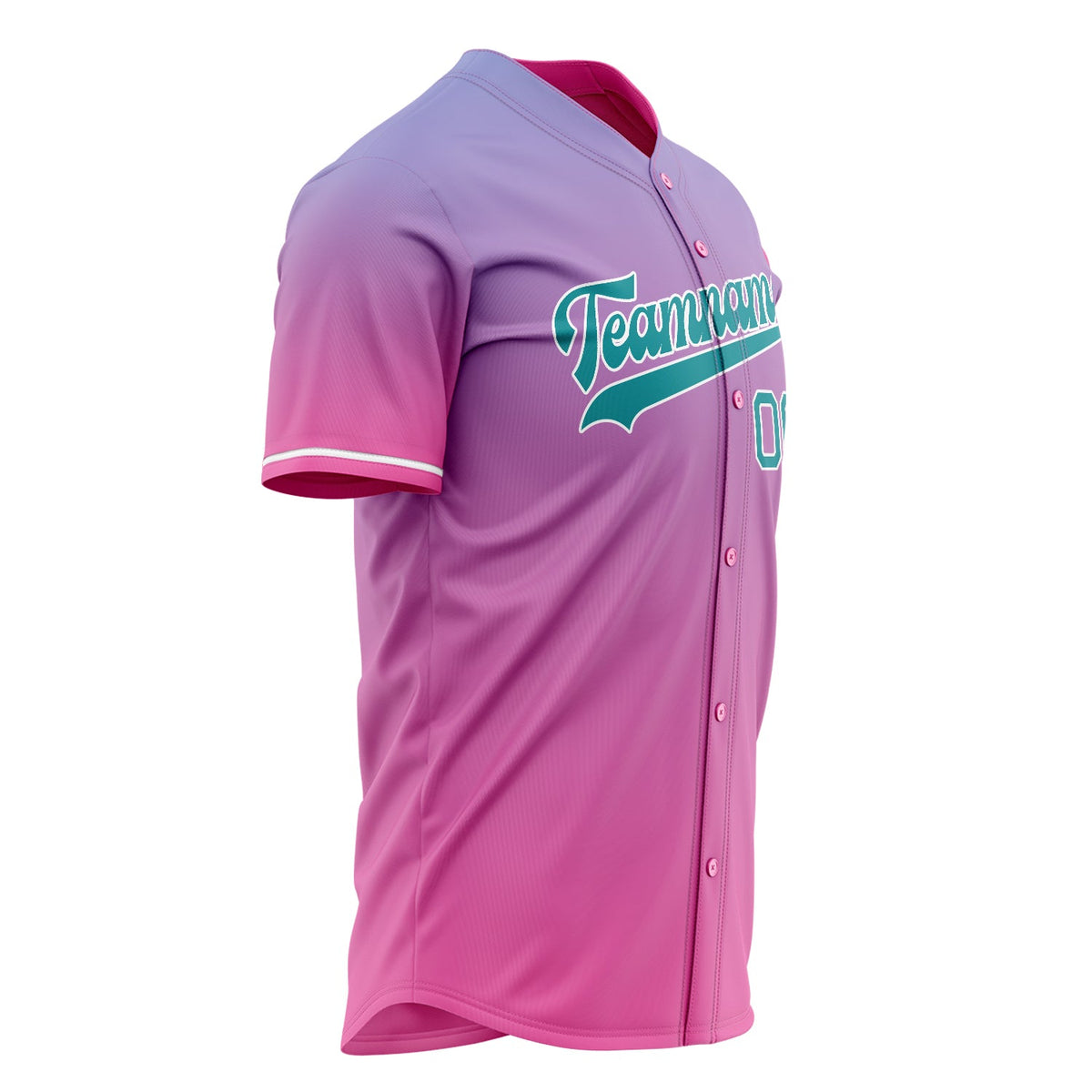 Custom Pink Baseball Jersey (With Teal Pink Blue Gradient)