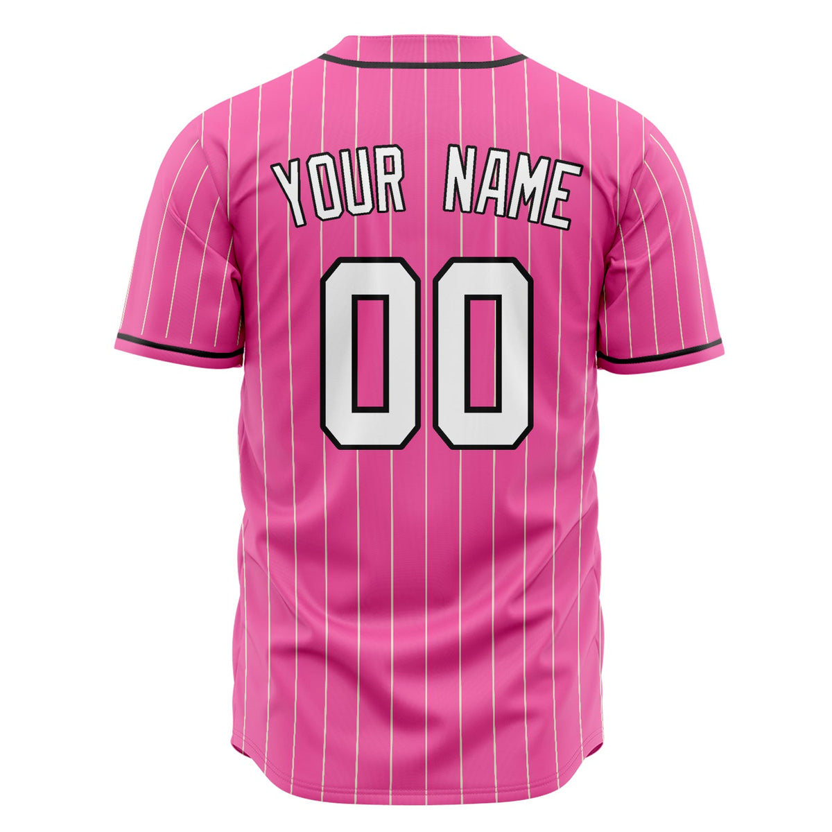 Custom Pink Baseball Jersey (With White Cream Pinstripe)