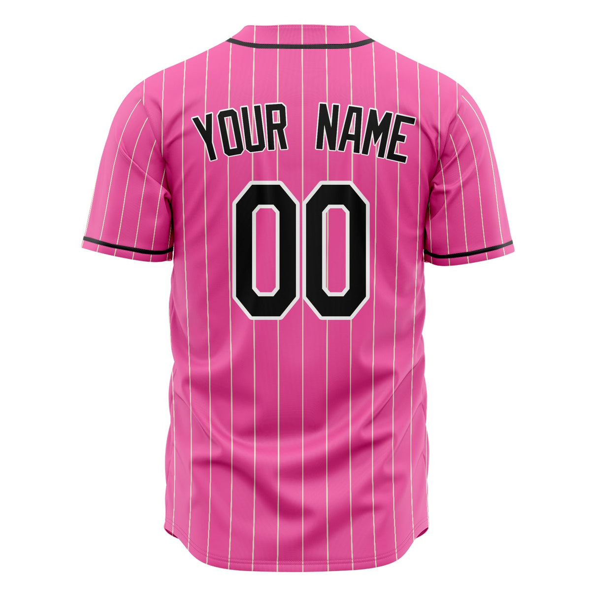 Custom Pink Baseball Jersey (With Black Cream Pinstripe)