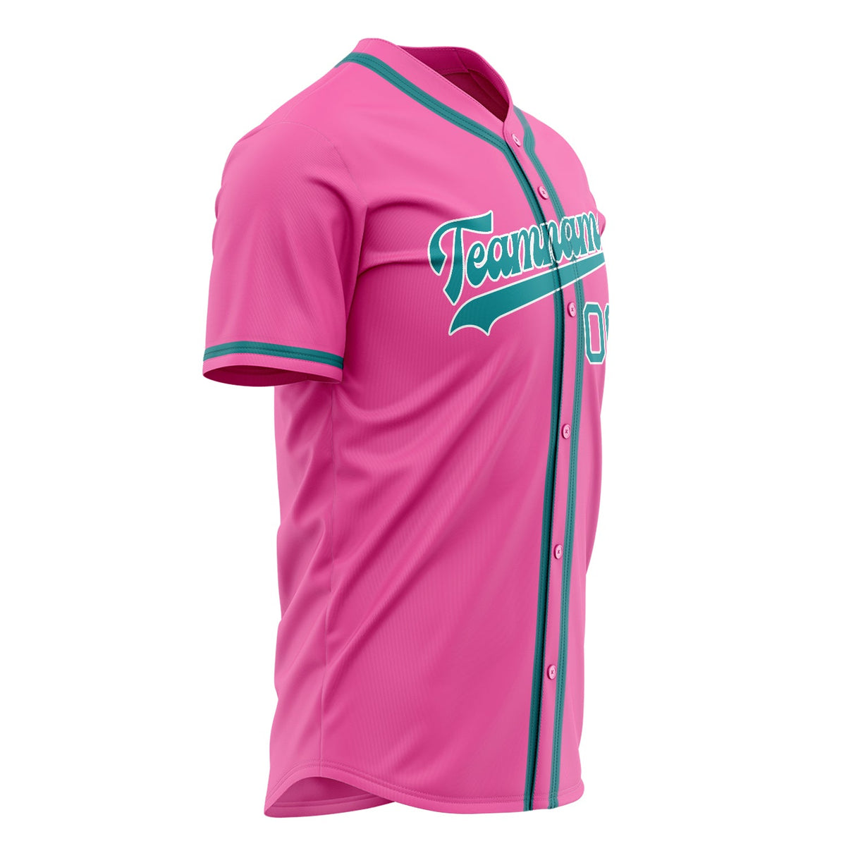 Custom Pink Baseball Jersey (With Teal Cream Pinstripe)