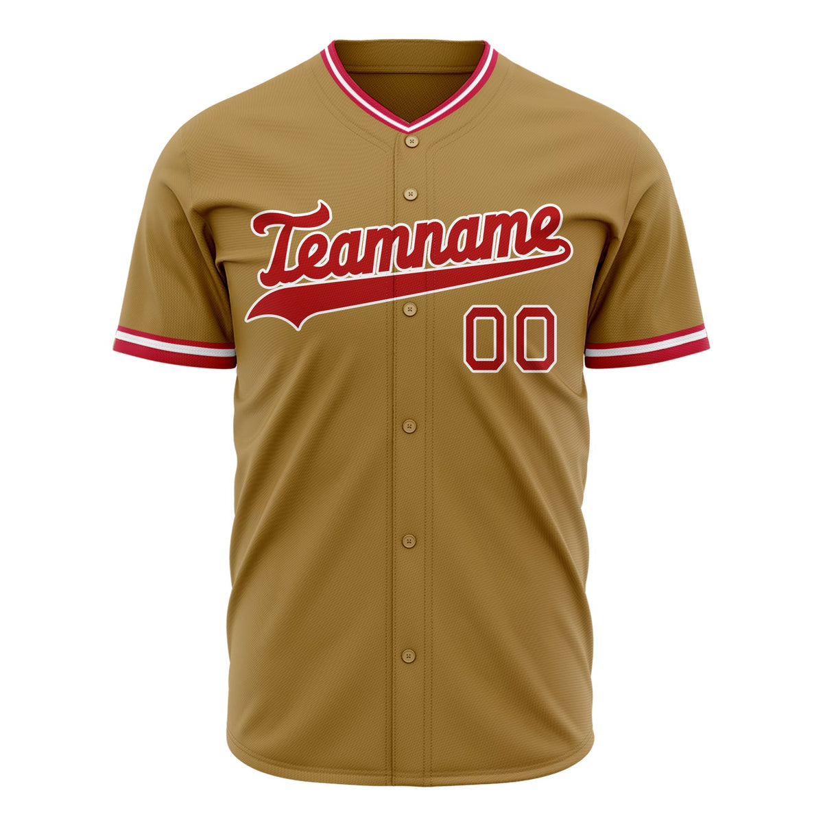 Custom Old Gold Baseball Jersey (With Red Color)