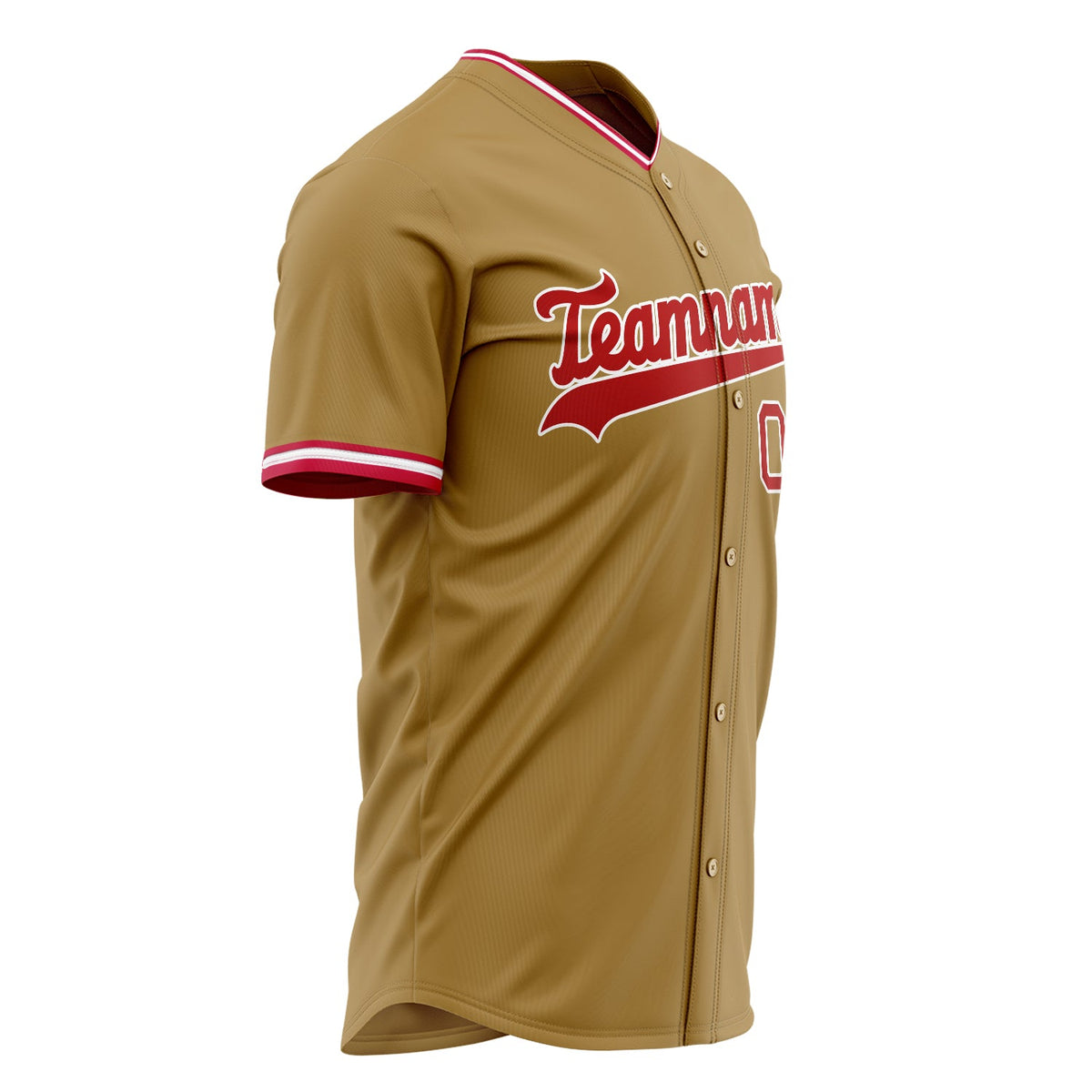 Custom Old Gold Baseball Jersey (With Red Color)