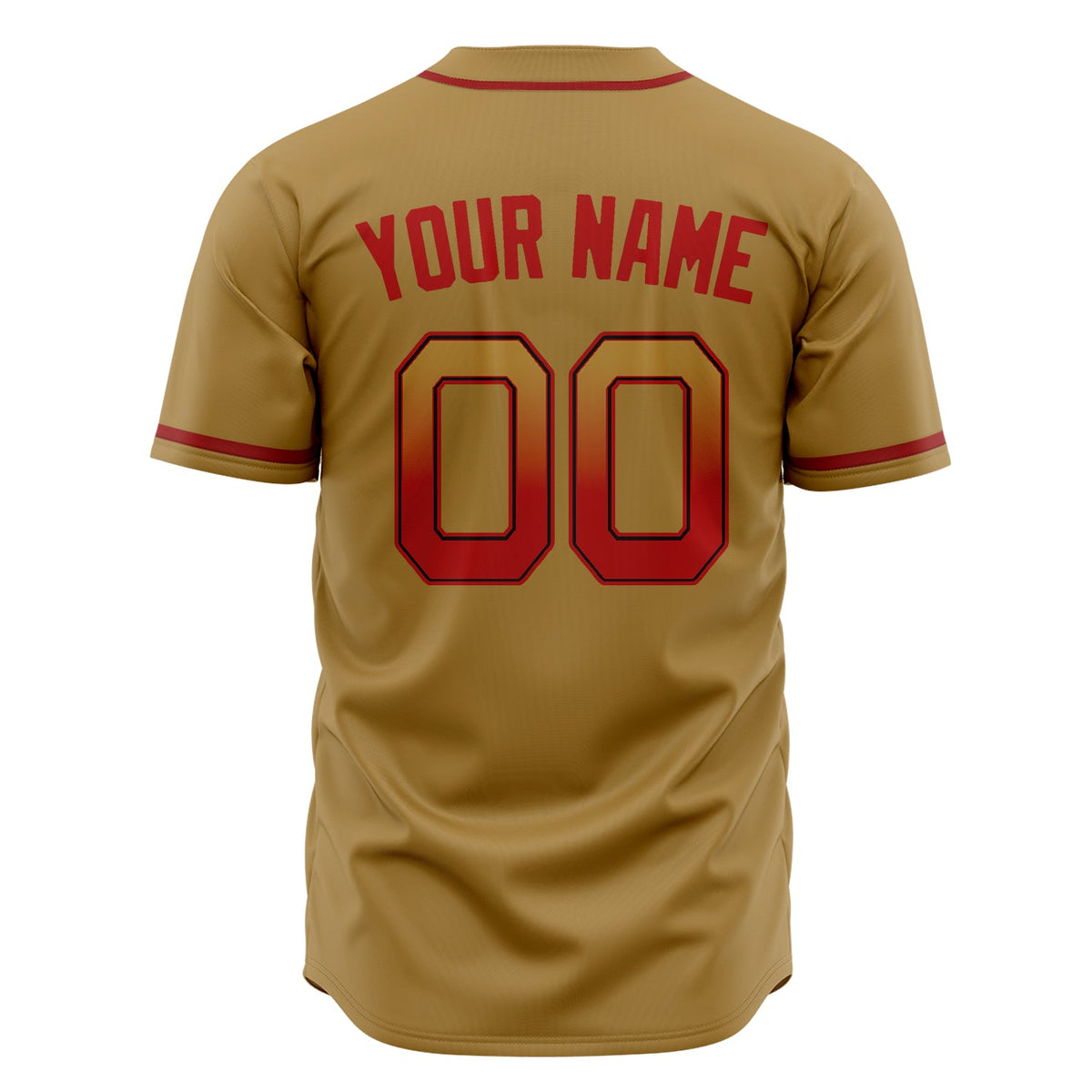 Custom Old Gold Baseball Jersey (With Red Color)