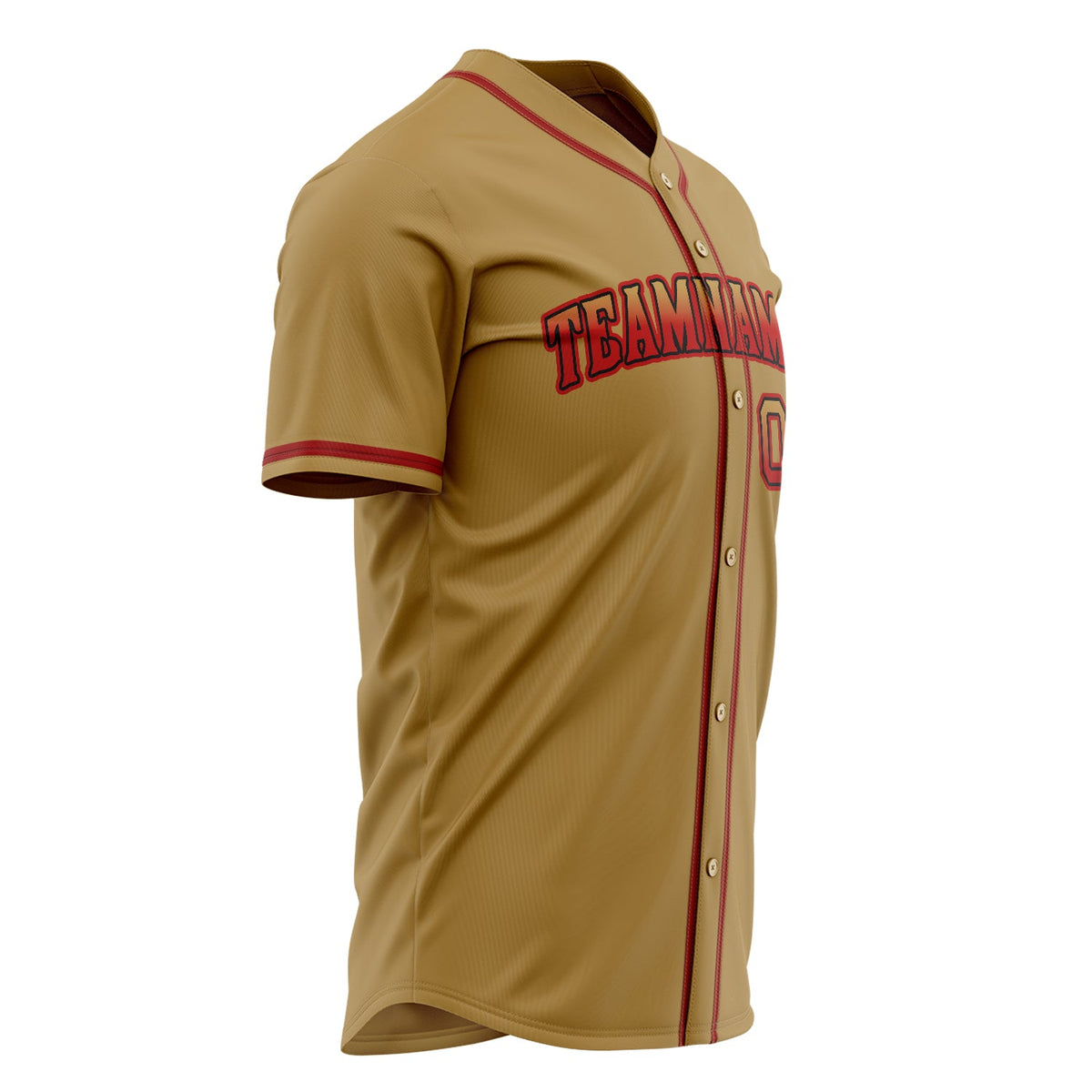 Custom Old Gold Baseball Jersey (With Red Color)