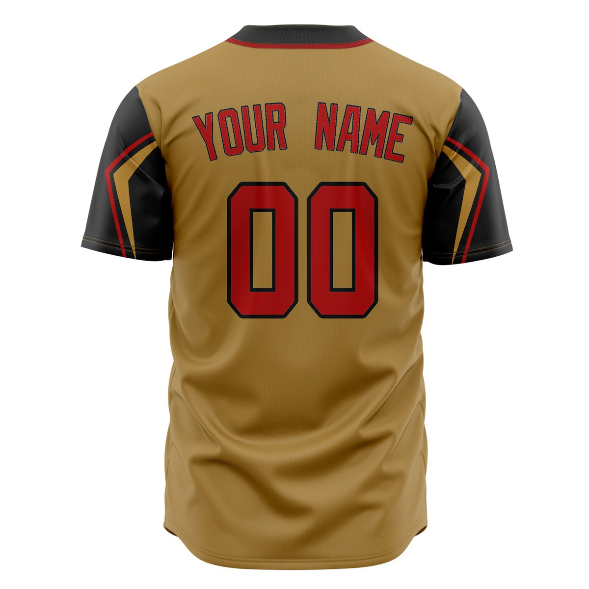 Custom Old Gold Baseball Jersey (With Black 3 Colors Arm Shapes)