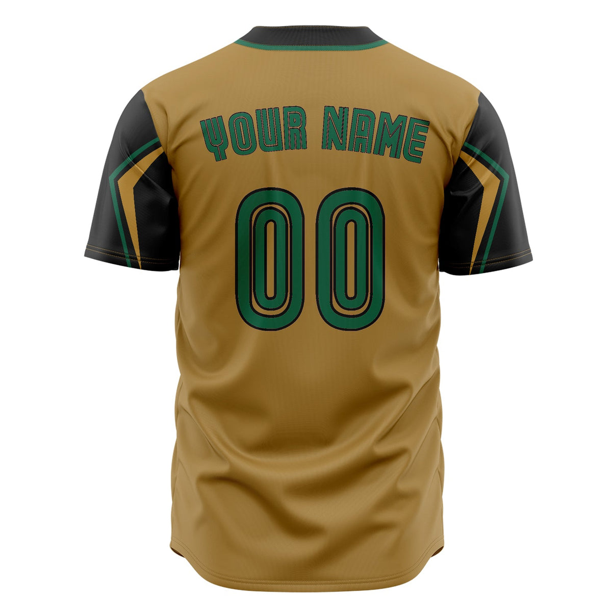 Custom Old Gold Baseball Jersey (With Black 3 Colors Arm Shapes)