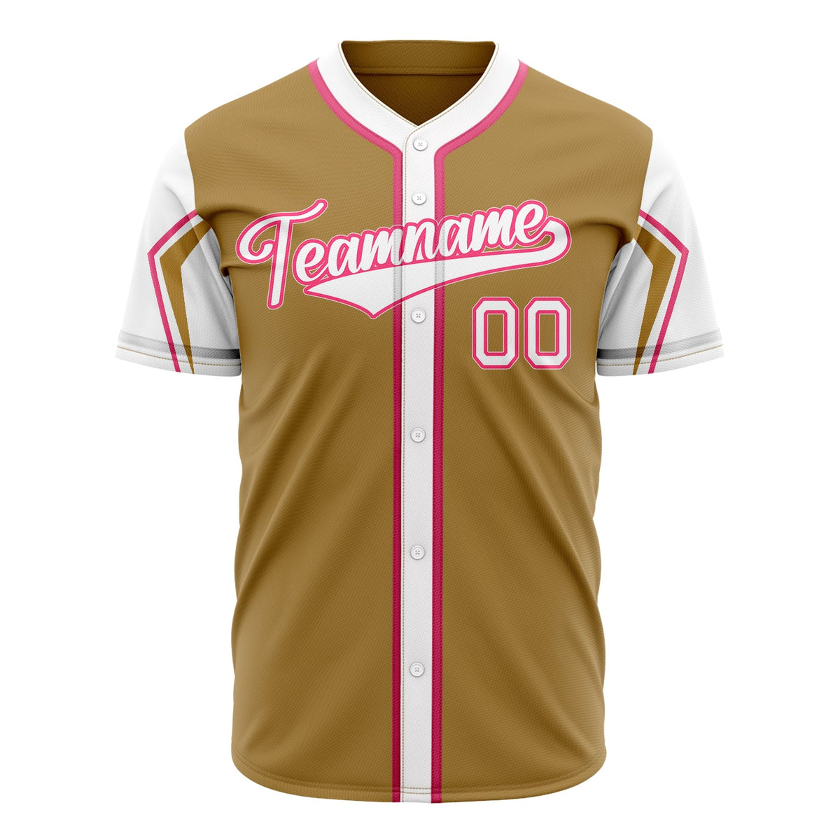 Custom Old Gold Baseball Jersey (With White 3 Colors Arm Shapes)