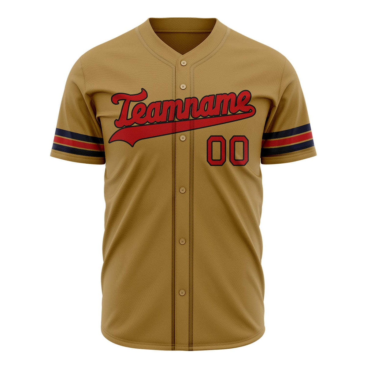 Custom Old Gold Baseball Jersey (With Red Color)