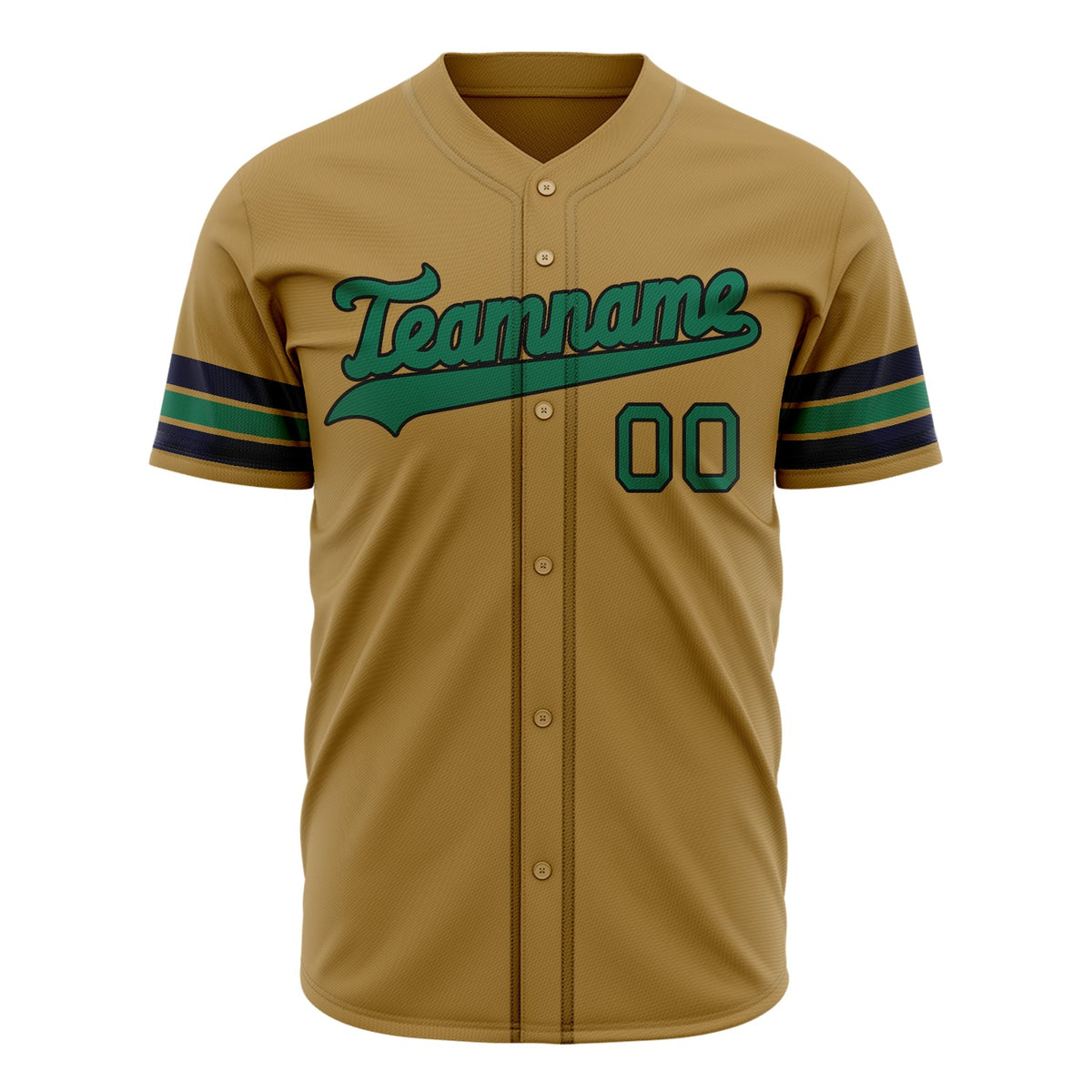 Custom Old Gold Baseball Jersey (With Kelly Green Color)