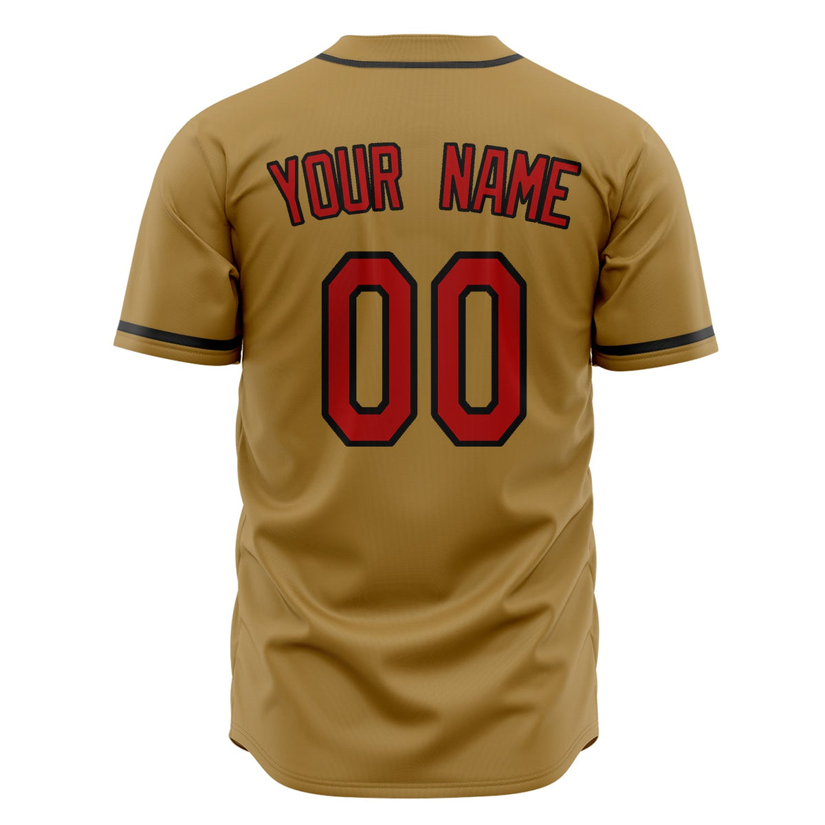 Custom Old Gold Baseball Jersey (With Red Color)