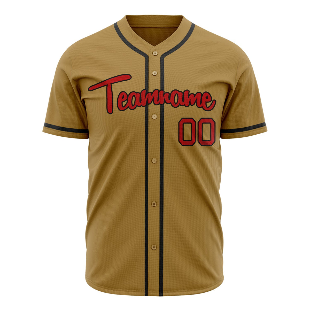 Custom Old Gold Baseball Jersey (With Red Color)