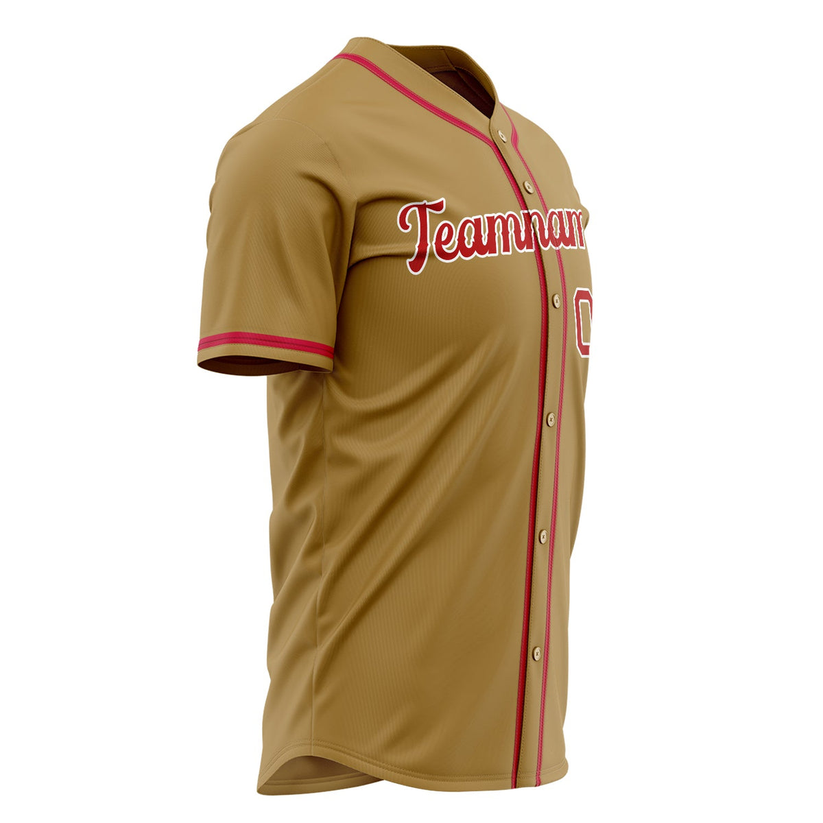 Custom Old Gold Baseball Jersey (With Red Color)