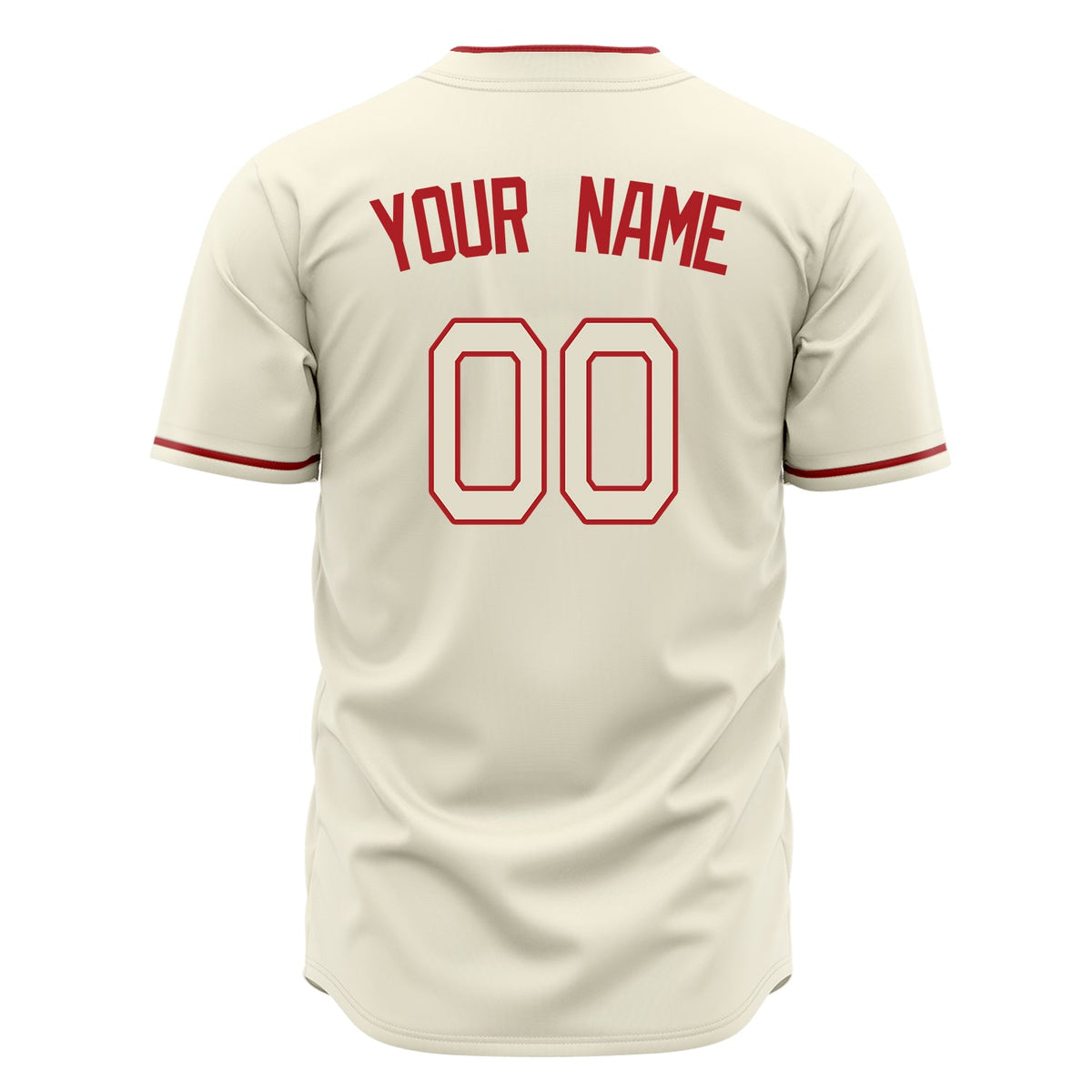 Custom Cream Baseball Jersey (With Red Color)