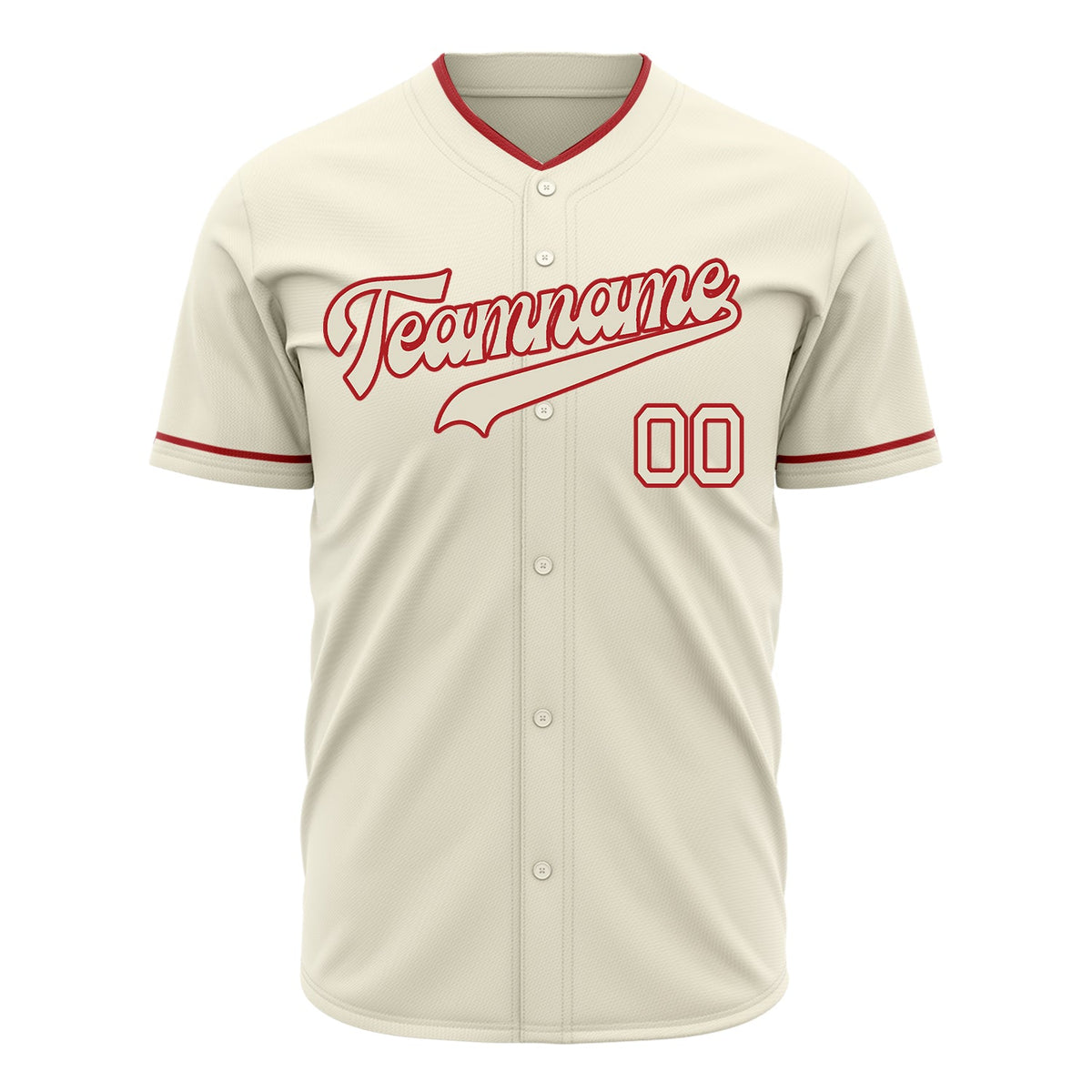 Custom Cream Baseball Jersey (With Red Color)