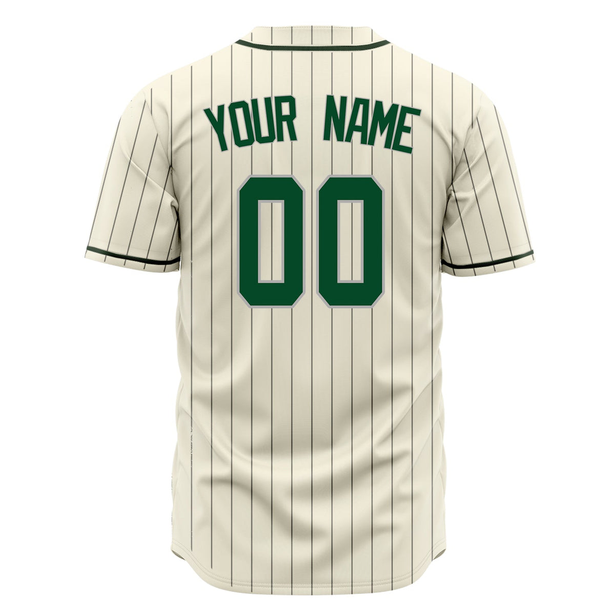 Custom Cream Baseball Jersey (With Green Gray Pinstripe)