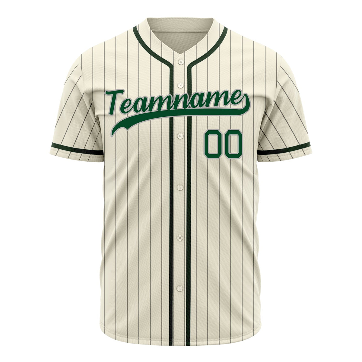 Custom Cream Baseball Jersey (With Green Gray Pinstripe)