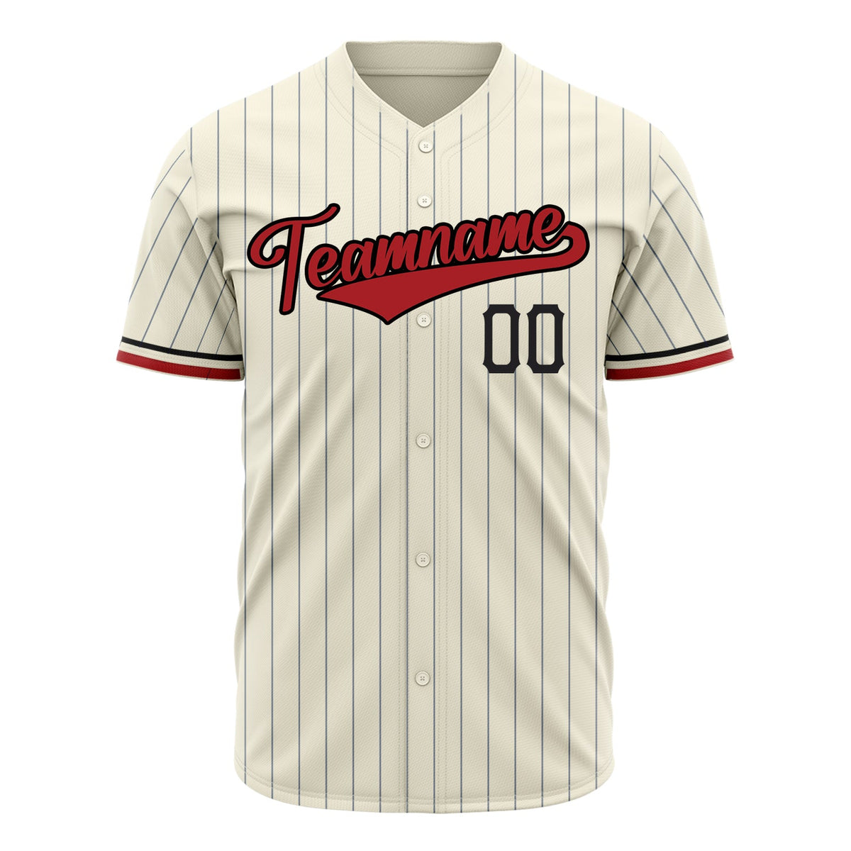 Custom Cream Baseball Jersey (With Red Gray Pinstripe)