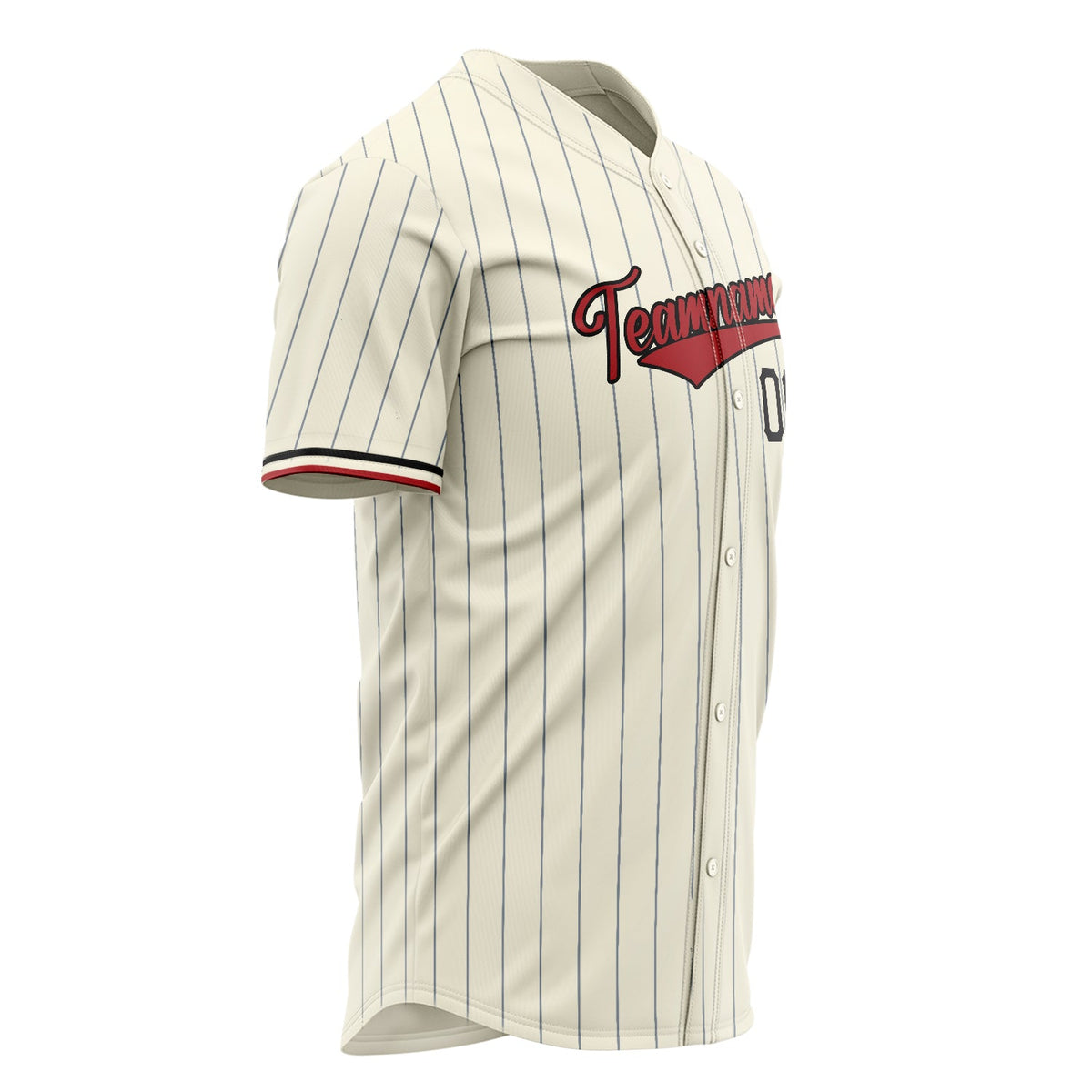 Custom Cream Baseball Jersey (With Red Gray Pinstripe)