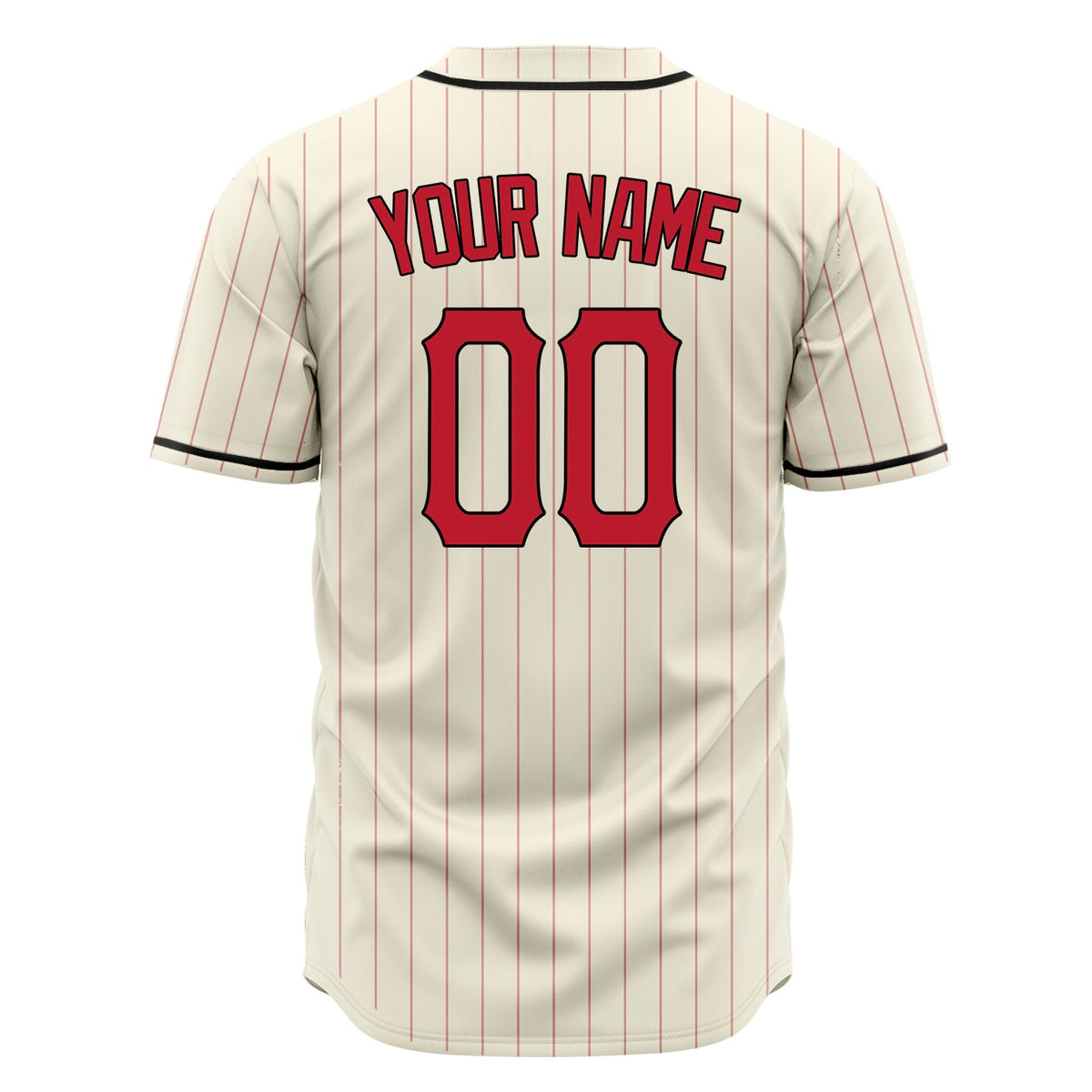 Custom Cream Baseball Jersey (With Red Red Pinstripe)