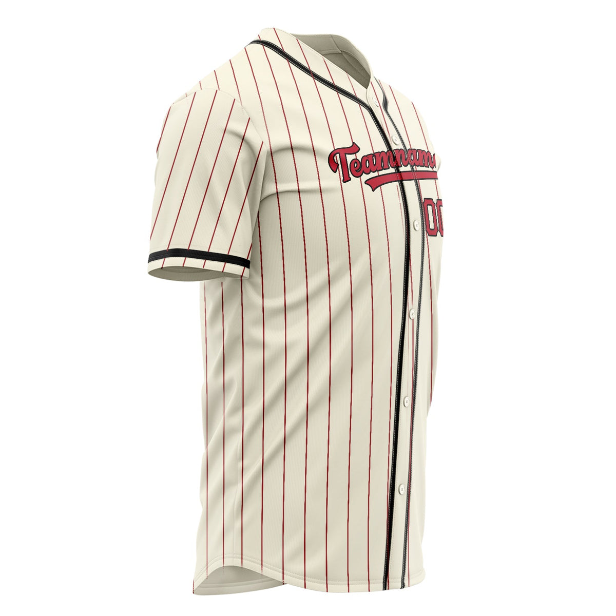 Custom Cream Baseball Jersey (With Red Red Pinstripe)