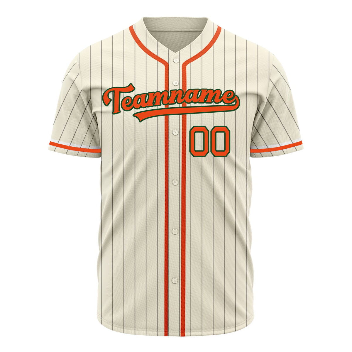 Custom Cream Baseball Jersey (With Orange Gray Pinstripe)