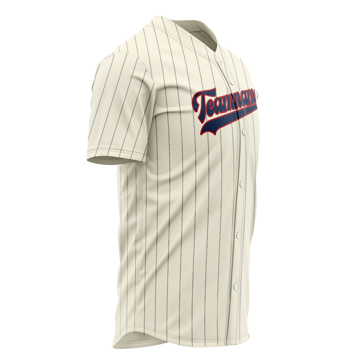 Custom Cream Baseball Jersey (With Navy Gray Pinstripe)