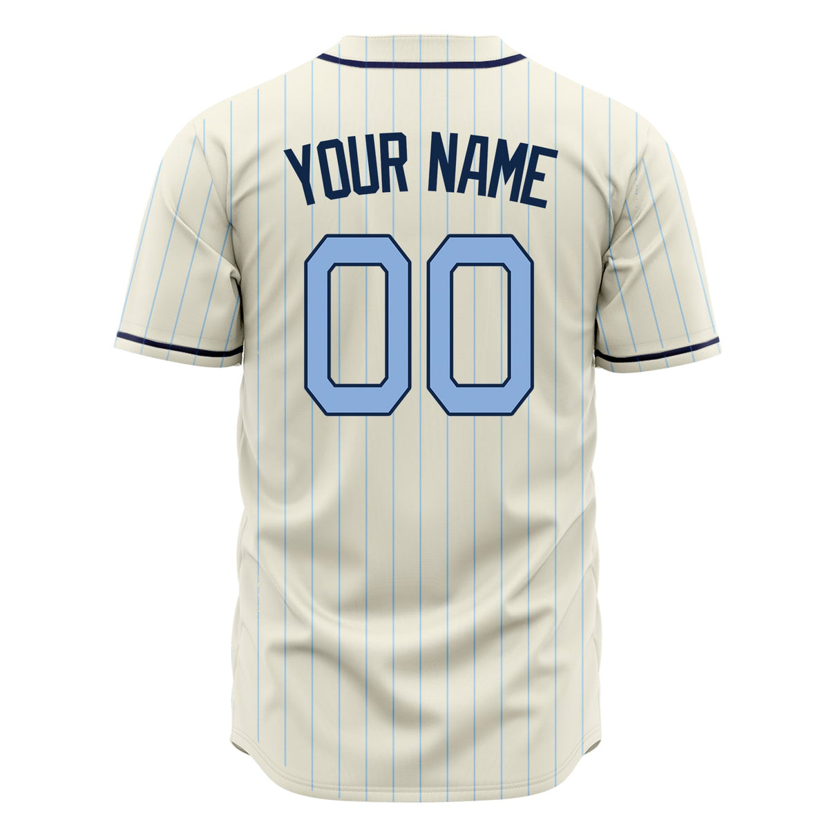 Custom Cream Baseball Jersey (With Light Blue Light Blue Pinstripe)