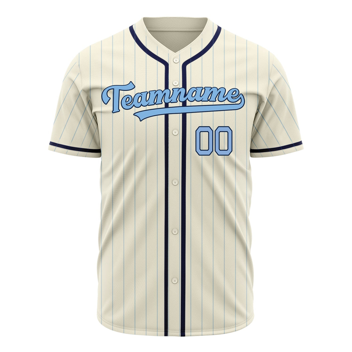 Custom Cream Baseball Jersey (With Light Blue Light Blue Pinstripe)