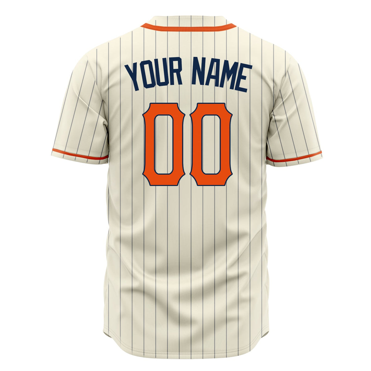 Custom Cream Baseball Jersey (With Orange Gray Pinstripe)