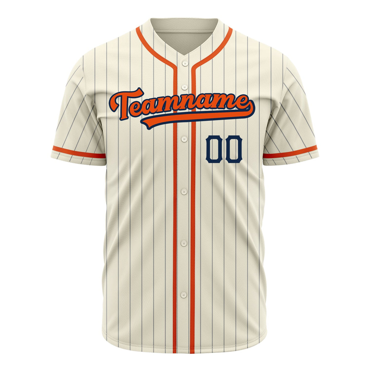 Custom Cream Baseball Jersey (With Orange Gray Pinstripe)