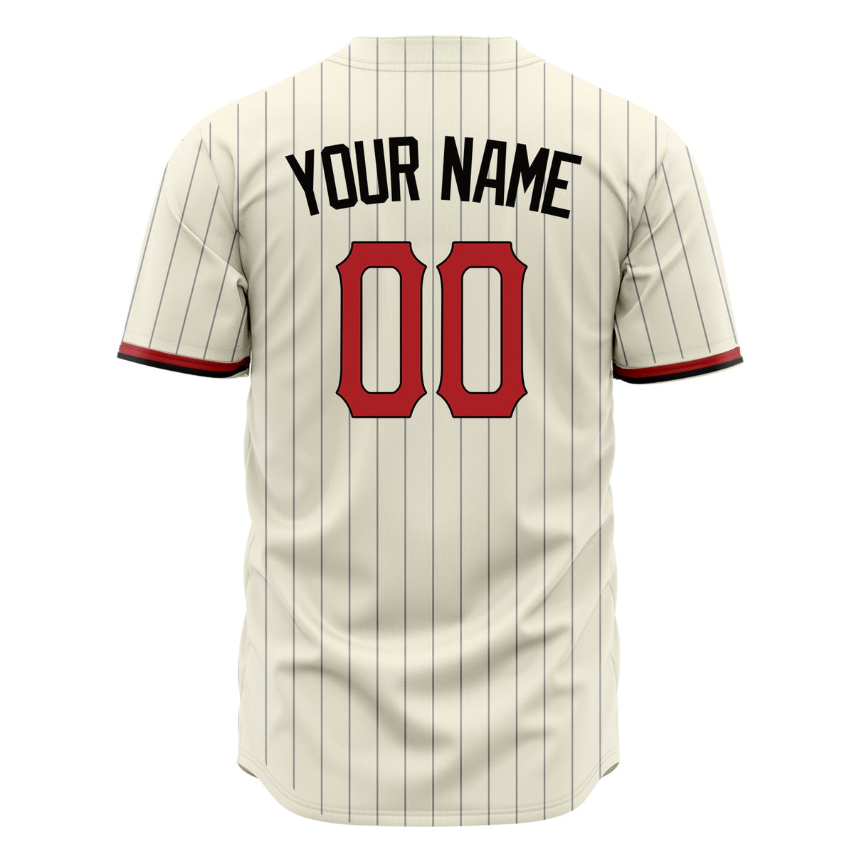 Custom Cream Baseball Jersey (With Red Gray Pinstripe)