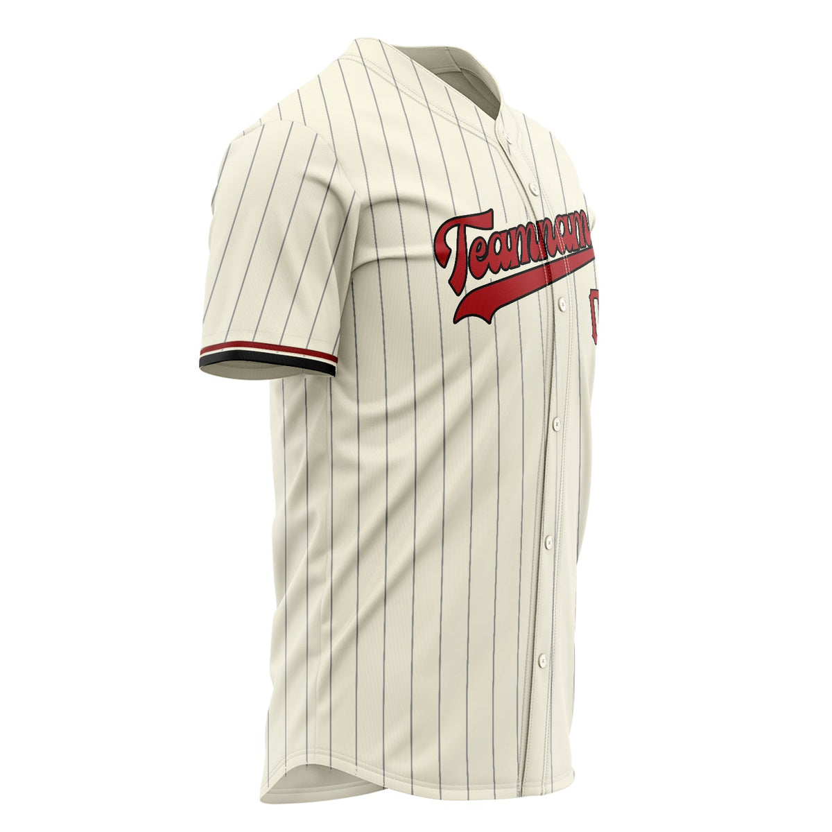 Custom Cream Baseball Jersey (With Red Gray Pinstripe)