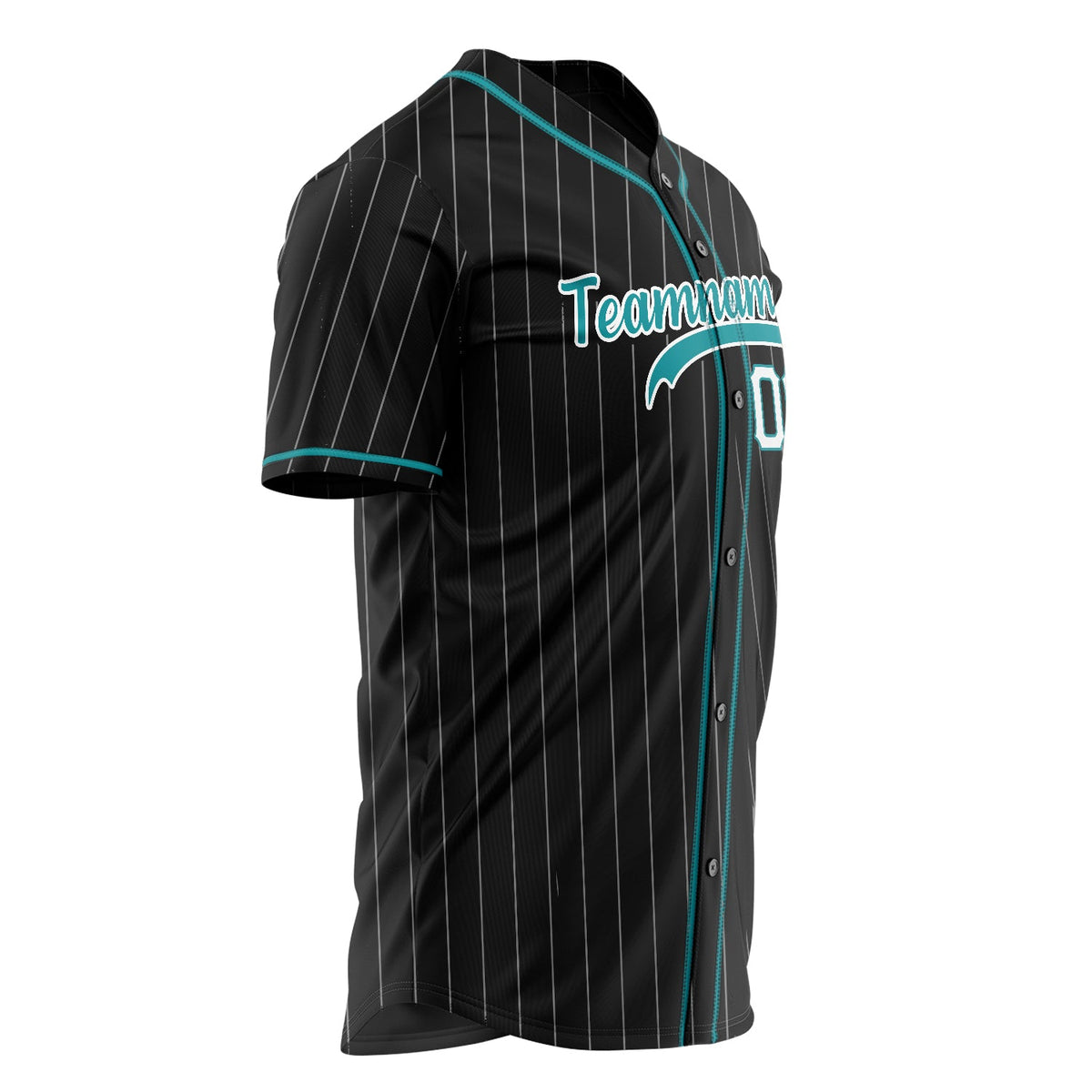 Custom Black Baseball Jersey (With Teal Teal Pinstripe)