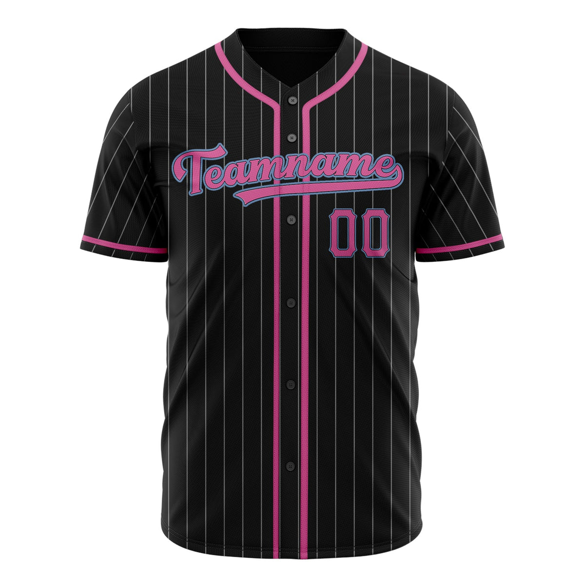 Custom Black Baseball Jersey (With Pink White Pinstripe)