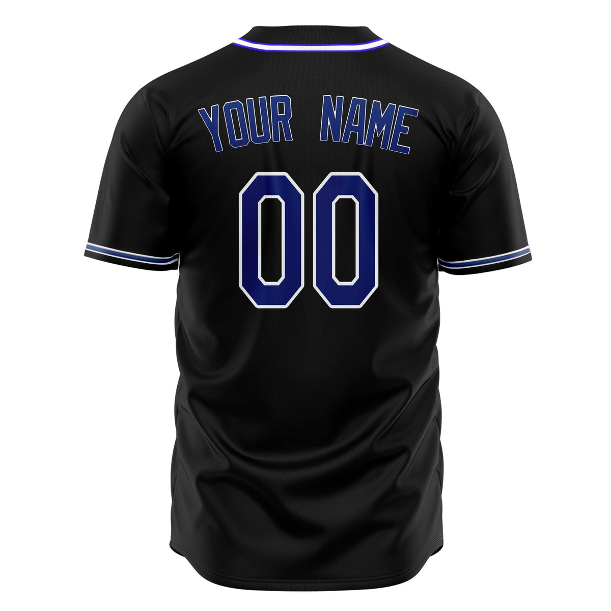 Custom Black Baseball Jersey (With Royal Color)