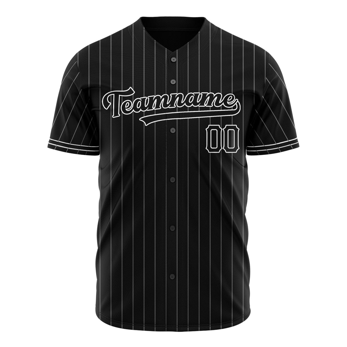 Custom Black Baseball Jersey (With White White Pinstripe)