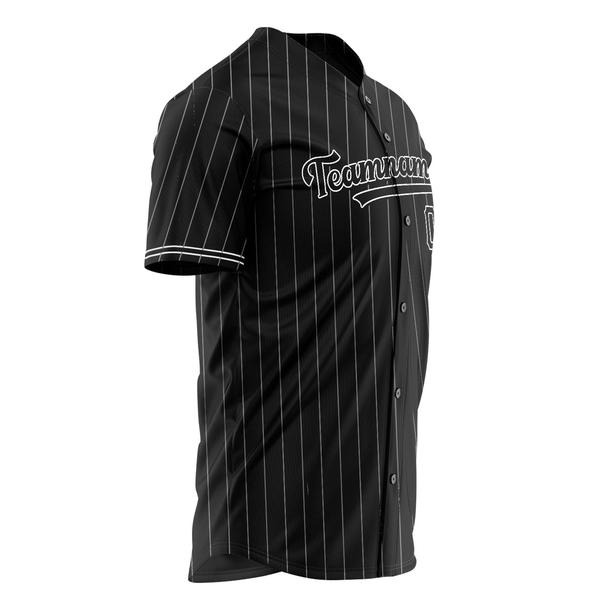 Custom Black Baseball Jersey (With White White Pinstripe)