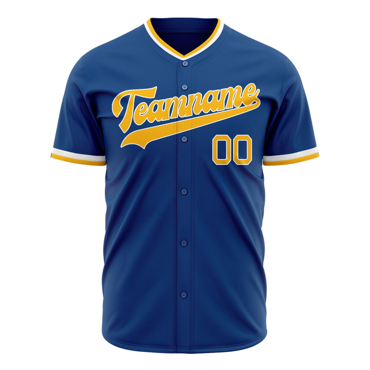 Custom Blue Baseball Jersey (With Gold Color)