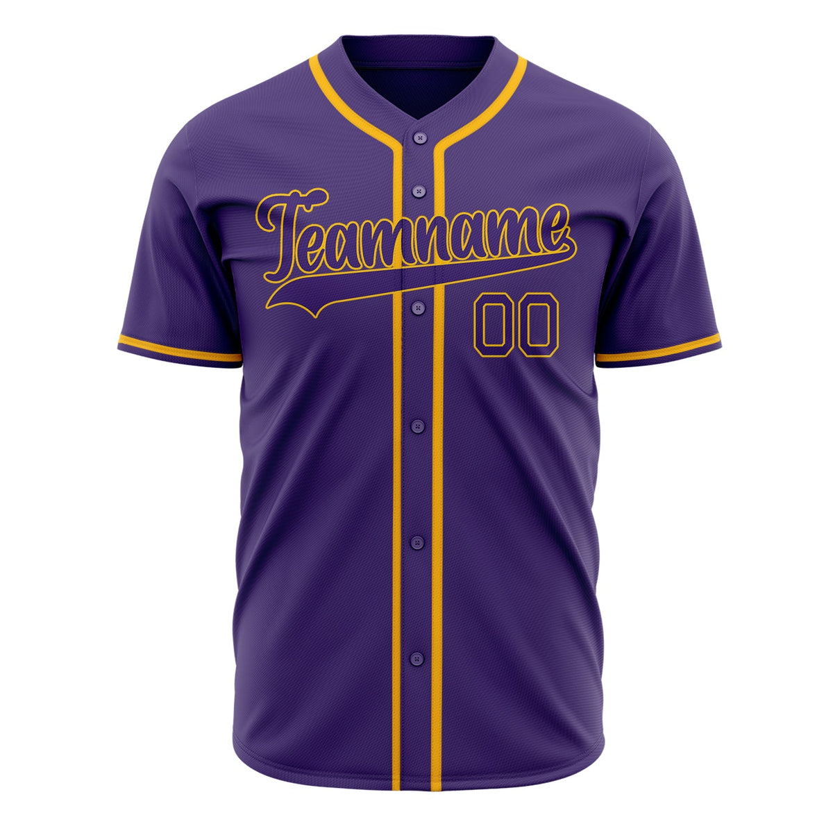 Custom Purple Baseball Jersey (With Gold Color)