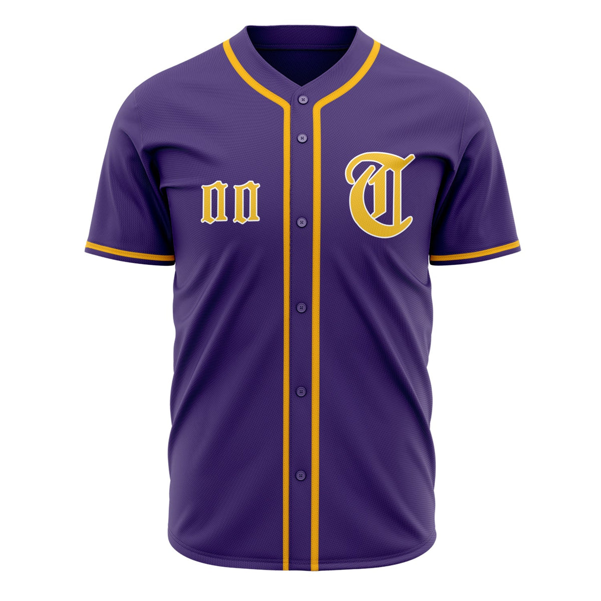 Custom Purple Baseball Jersey (With Gold Color)